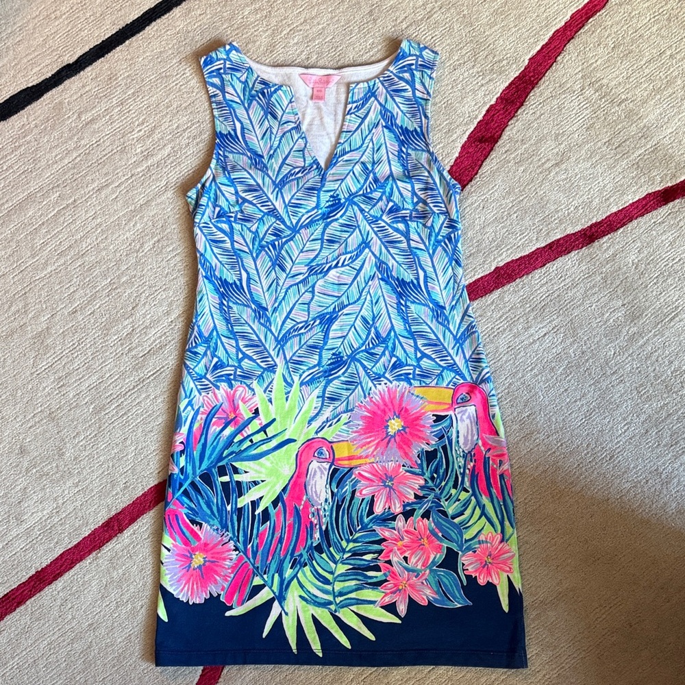 Lilly Pulitzer Blue and Pink Tropical Mini Dress
